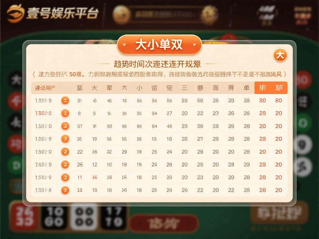 壹号娱乐大小单双如何实现稳定盈利 (壹号娱乐大小单双如何实现长期稳定盈利的技巧与策略) 在壹号娱乐平台上,大小单双的结果看似随机,但通过长